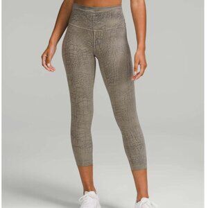 Lululemon Wunder Train High Rise Crop 23" Leggings Size 6 Thread Dye Rover Black